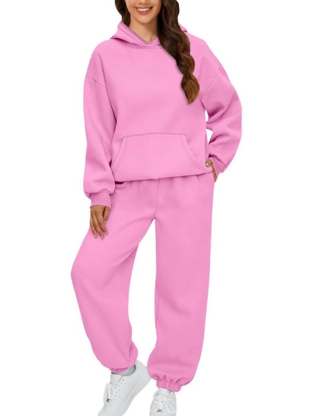 Automet Pink Hoodie & Jogger Sweatsuit Lounge Set / Oversized Cozy / Size Large